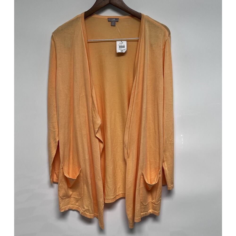 NWT J.Jill‎ Long Open Drape Cotton Cardigan Medium Petite Lightweight Colorful